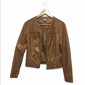 Pimkie Collarless Leather Look Biker Jacket Size 2